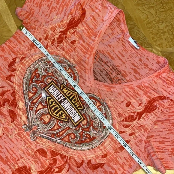 Harley-Davidson Motorcycles Women’s V-Neck Embellished Tee Shirt Size Medium - Picture 9 of 11